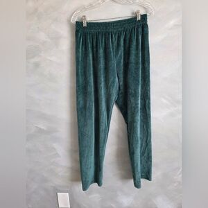 Victoria's Secret Pink Velvet Velour Forest Green Sweatpants Lounge Pull On Sz M